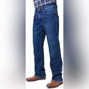 NWT T.K. Axel Men's Slim Boot Cut Stretch 5 Pocket Denim Jean, Dark Wash